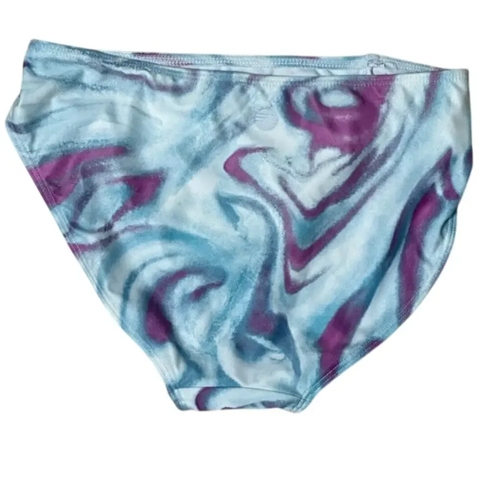 Z By Zella Bikini Bottoms Tie Dye Fully Lined Quick Dry Purple/Blue Girls 8 NWT
